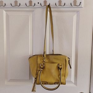 Tignanello Mustard Yellow Leather Purse Crossbody